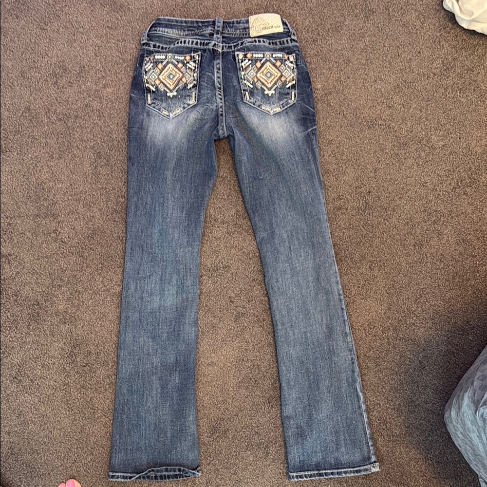 Grace in LA Blue Boot Cut Jeans with Embellished Back
